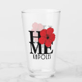ZUHAUSE Kapolei Red Hibiskus Glas (Rückseite)