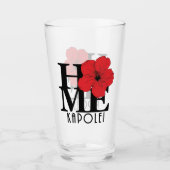 ZUHAUSE Kapolei Red Hibiskus Glas (Vorderseite)