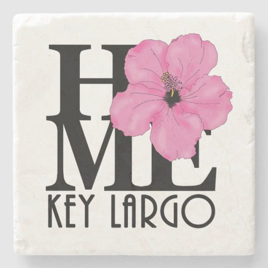 ZUHAUSE Key Largo Pink Hibiskus Steinuntersetzer (Vorderseite)