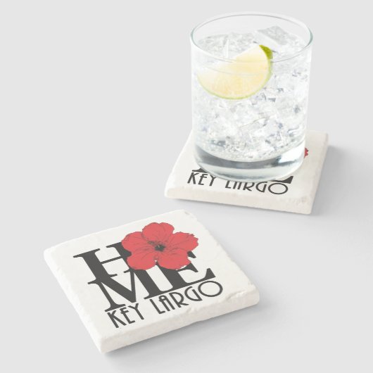 ZUHAUSE Key Largo Red Hibiskus Steinuntersetzer (Seitenansicht)