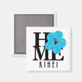 ZUHAUSE Kihei Hawaii Blue Hibiskus Magnet (Vorderseite/Rückseite)