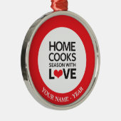 Zuhause kocht Jahreszeit mit Liebe Silbernes Ornament (Rechts)