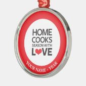 Zuhause kocht Jahreszeit mit Liebe Silbernes Ornament (Links)