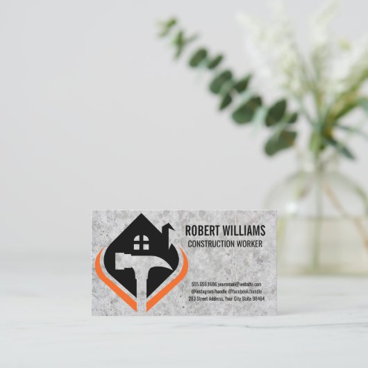 Zuhause | Konkreter Hintergrund Terminkarte (Stehend Vorderseite)