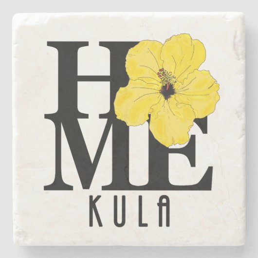 ZUHAUSE Kula Yellow Hibiskus Steinuntersetzer (Vorderseite)