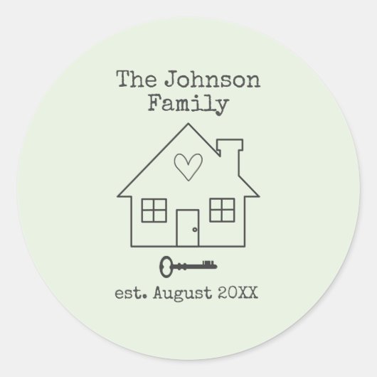 Zuhause-Kundenname für House und Key Family Runder Aufkleber (Vorderseite)