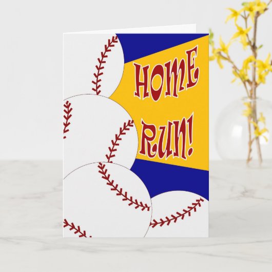 Zuhause-Lauf! Glückwunsch Baseball oder Softball Karte (Gelbe Blume)