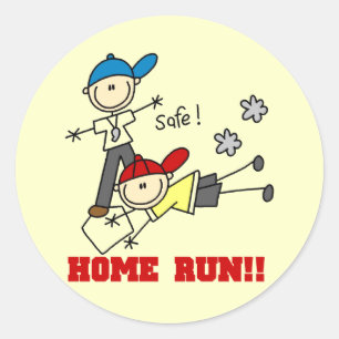 Zuhause-Laufjungen-Baseball-T-Shirts und Geschenke Runder Aufkleber