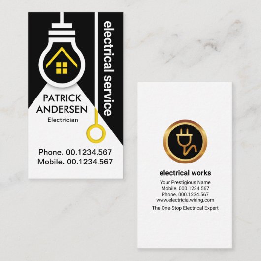 Zuhause Light Bulb Switch Elektrisch Visitenkarte (Vorne/Hinten)