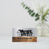 Zuhause-Logo der Zimmereinrichtung | Holzschnitt Visitenkarte (Stehend Vorderseite)