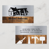 Zuhause-Logo der Zimmereinrichtung | Holzschnitt Visitenkarte (Vorne/Hinten)