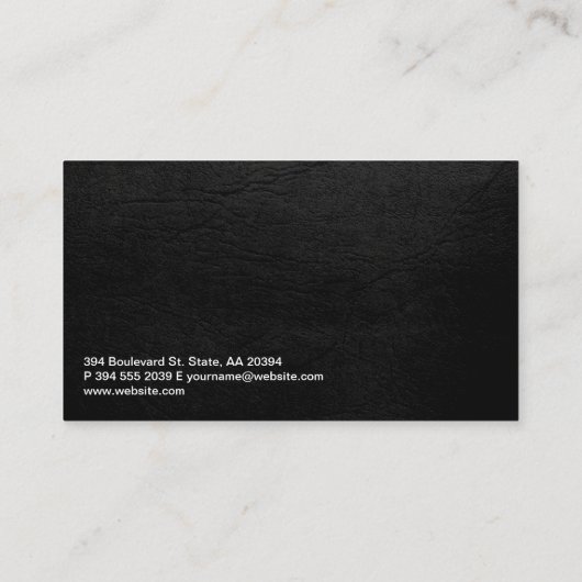 Zuhause Logo | Fliesen aus weißem Marmor | Leder Visitenkarte (Rückseite)