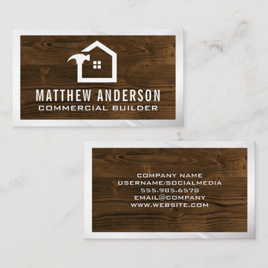 Zuhause-Logo für den Bau | Holzplatten Visitenkarte (Vorne/Hinten)