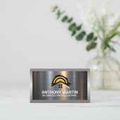 Zuhause-Logo für den Bau | Metallischer Hintergrun Visitenkarte (Stehend Vorderseite)