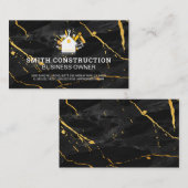 Zuhause-Logo für den Bau | Schwarzer Marmor Visitenkarte (Vorne/Hinten)