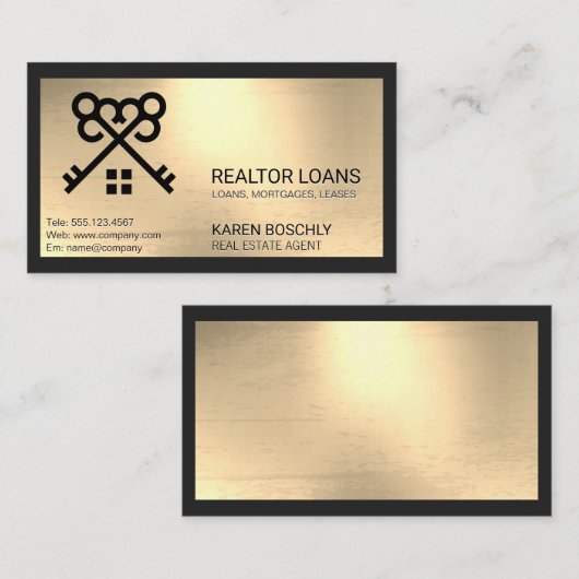 Zuhause-Logo für die Crossed Keys | Real Anwesen Visitenkarte (Vorne/Hinten)