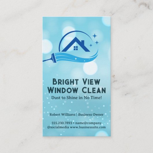 Zuhause-Logo für die Reinigung von Squeegee Visitenkarte (Vorderseite)