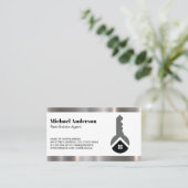 Zuhause-Logo für echte Anwesen | Metalltrimmung Visitenkarte (Stehend Vorderseite)