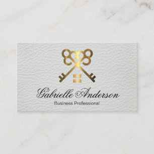 Zuhause-Logo für Goldene Tasten Leder Visitenkarte