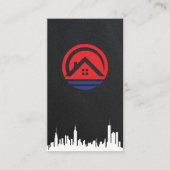 Zuhause-Logo für Real Anwesen | Stadt Skyline Visitenkarte (Vorderseite)