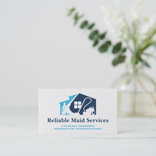 Zuhause-Logo für Reinigungsservice Visitenkarte (Stehend Vorderseite)