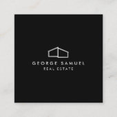 Zuhause-Logo-Realtor Schwarz & Weiß Quadratische Visitenkarte (Vorderseite)