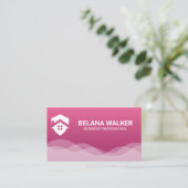 Zuhause Logo | Rosa Abstrakte Wave Hintergrund Visitenkarte (Stehend Vorderseite)