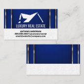 Zuhause | Luxury Gold Blue Background Visitenkarte (Vorne/Hinten)