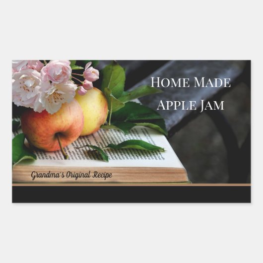 Zuhause Made Apple Jam Label Rechteckiger Aufkleber (Vorderseite)
