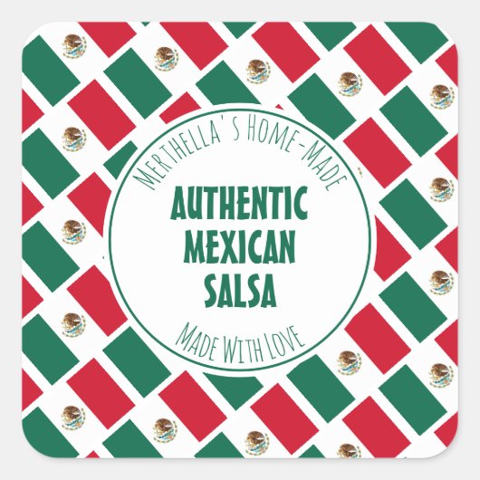 Zuhause Made AUTHENTIC MEXICAN SALSA Quadratischer Aufkleber (Vorderseite)