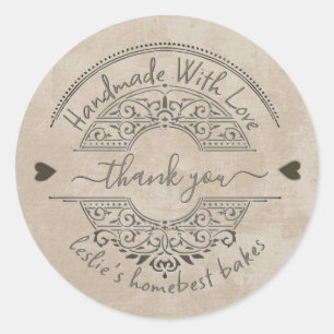 Zuhause Made Bakery Danke Kraft Grunge Hearts Runder Aufkleber