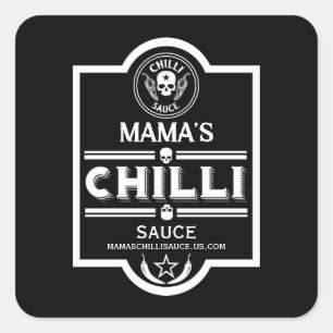 Zuhause Made Chili Sauce Quadratischer Aufkleber