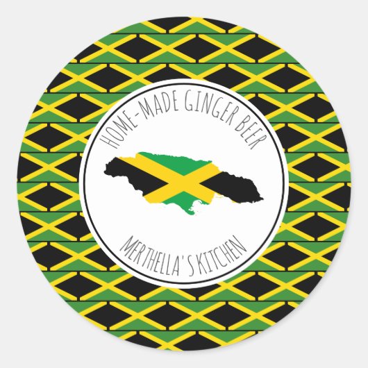 ZUHAUSE-MADE GINGER BEER Jamaica Flag Runder Aufkleber (Vorderseite)