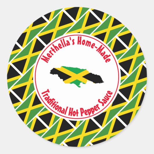 Zuhause Made HOT PEPPER SAUCE Jamaica Flag Runder Aufkleber (Vorderseite)