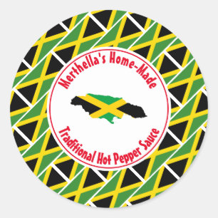 Zuhause Made HOT PEPPER SAUCE Jamaica Flag Runder Aufkleber