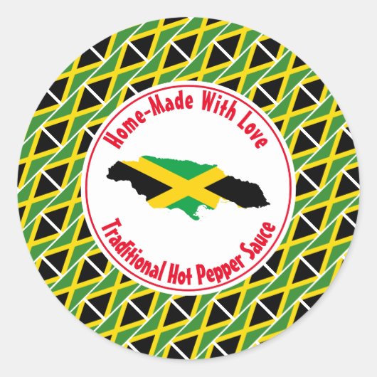 Zuhause Made HOT PEPPER SAUCE Jamaica Runder Aufkleber (Vorderseite)
