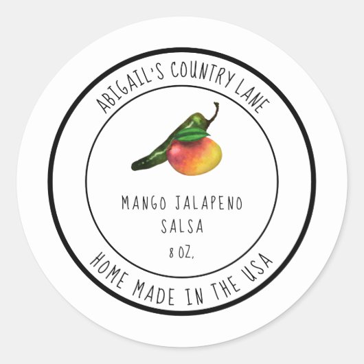 Zuhause Made Mango Jalapeno Salsa Label Runder Aufkleber (Vorderseite)