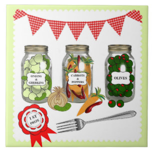 Zuhause Made Pickles Thema Niedlich Fliese