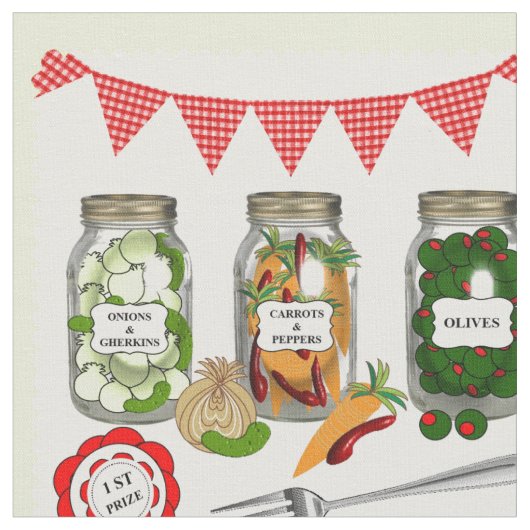 Zuhause Made Pickles Theme Stoff (Nahaufnahme)