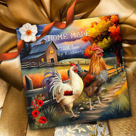 Zuhause Made Rooster Farm Art Geschenkanhänger