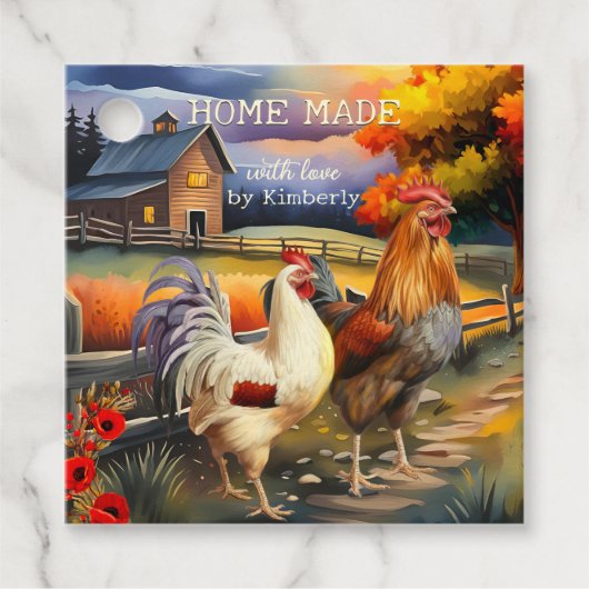Zuhause Made Rooster Farm Art Geschenkanhänger (Vorderseite)