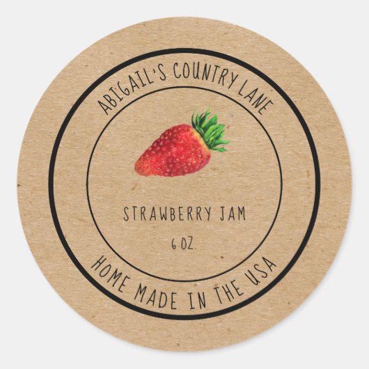 Zuhause Made Strawberry Jam Classic Round Sticker (Vorderseite)