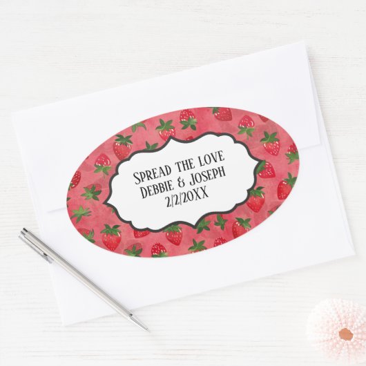 Zuhause-made Strawberry Jam oder Gastgeschenk Hoch Ovaler Aufkleber (Umschlag)