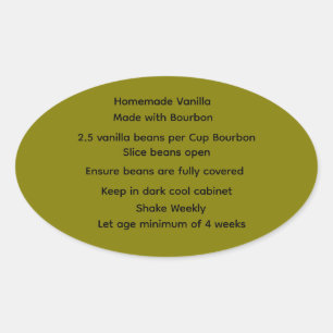 Zuhause Made Vanilla Bourbon Rezept Etiketten Ovaler Aufkleber
