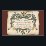 Zuhause Made Viktorianisch Christmas - Personalisi Rechteckiger Aufkleber<br><div class="desc">Sie setzen Ihre wertvolle Zeit, Talente und Ihr ganzes Herz in die Herstellung von Zuhause-Backwaren, Konfitüren aus Zuhause, Salsa, Potpourri usw., um diese Weihnachtszeit mit Ihrer Familie und Ihren Freunden zu teilen - verdienen Sie sich an dieser wunderschönen Viktorianischen Stilmarke mit einem Wirblen, grünen Rahmen mit Heiligen Beeren & Goldstern...</div>