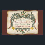Zuhause Made Viktorianisch Christmas - Personalisi Rechteckiger Aufkleber<br><div class="desc">Sie setzen Ihre wertvolle Zeit, Talente und Ihr ganzes Herz in die Herstellung von Zuhause-Backwaren, Konfitüren aus Zuhause, Salsa, Potpourri usw., um diese Weihnachtszeit mit Ihrer Familie und Ihren Freunden zu teilen - verdienen Sie sich an dieser wunderschönen Viktorianischen Stilmarke mit einem Wirblen, grünen Rahmen mit Heiligen Beeren & Goldstern...</div>