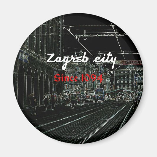 Zuhause-Magnet der Stadt Black Zagreb Magnet (Vorne)