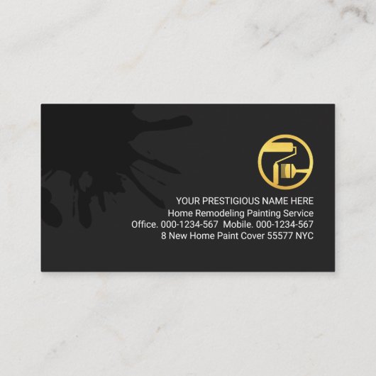 Zuhause-Malerei mit Gold Paint Spritzer Visitenkarte (Rückseite)