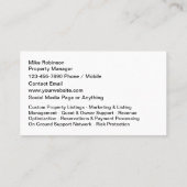 Zuhause-Management Real Anwesen Businesscard Visitenkarte (Rückseite)