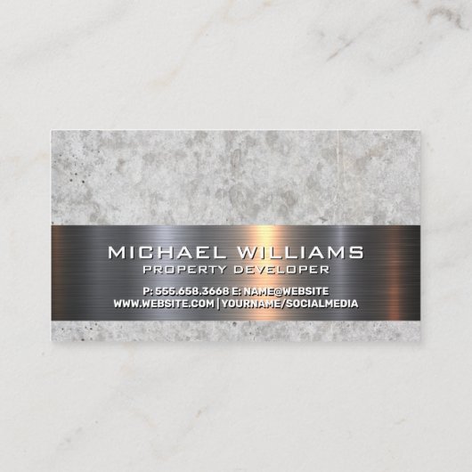 Zuhause-Marmorlogo | Metall und Stein Visitenkarte (Rückseite)